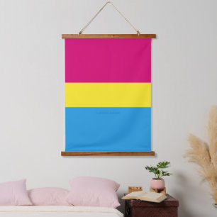 SlipperyJoe pansexual pride flag pink amber and cy Hanging Tapestry