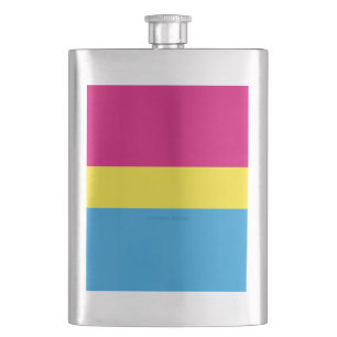 SlipperyJoe pansexual pride flag pink amber and cy Hip Flask