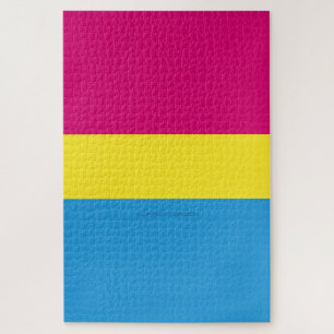 SlipperyJoe pansexual pride flag pink amber and cy Jigsaw Puzzle