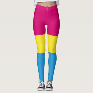 SlipperyJoe pansexual pride flag pink amber and cy Leggings