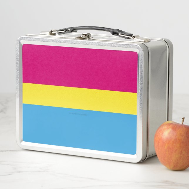 SlipperyJoe pansexual pride flag pink amber and cy Metal Lunch Box (In Situ)