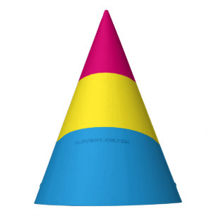 SlipperyJoe pansexual pride flag pink amber and cy Party Hat