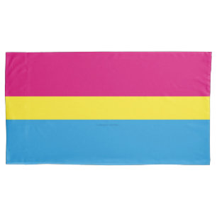 SlipperyJoe pansexual pride flag pink amber and cy Pillowcase