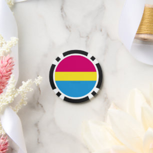 SlipperyJoe pansexual pride flag pink amber and cy Poker Chips
