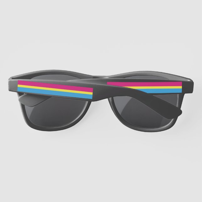 SlipperyJoe pansexual pride flag pink amber and cy Sunglasses (Back)