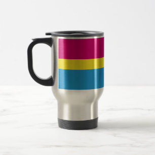SlipperyJoe pansexual pride flag pink amber and cy Travel Mug