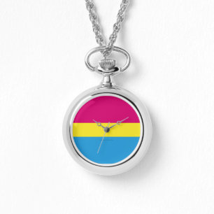 SlipperyJoe pansexual pride flag pink amber and cy Watch