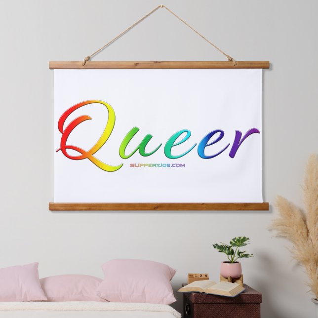 SlipperyJoe queer pride colours bold and celebrato Hanging Tapestry (Bedroom)