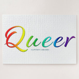 SlipperyJoe queer pride colours bold and celebrato Jigsaw Puzzle
