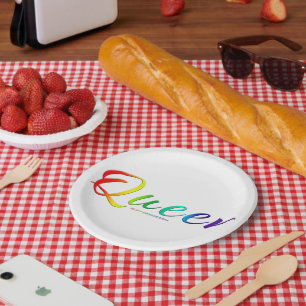 SlipperyJoe queer pride colours bold and celebrato Paper Plate