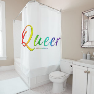 SlipperyJoe queer pride colours bold and celebrato Shower Curtain