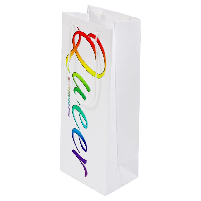 SlipperyJoe queer pride colours bold and celebrato Wine Gift Bag (Front Angled)