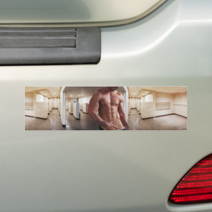 SlipperyJoe shirtless muscular man sixpack abs fit Bumper Sticker