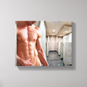 SlipperyJoe shirtless muscular man sixpack abs fit Canvas Print