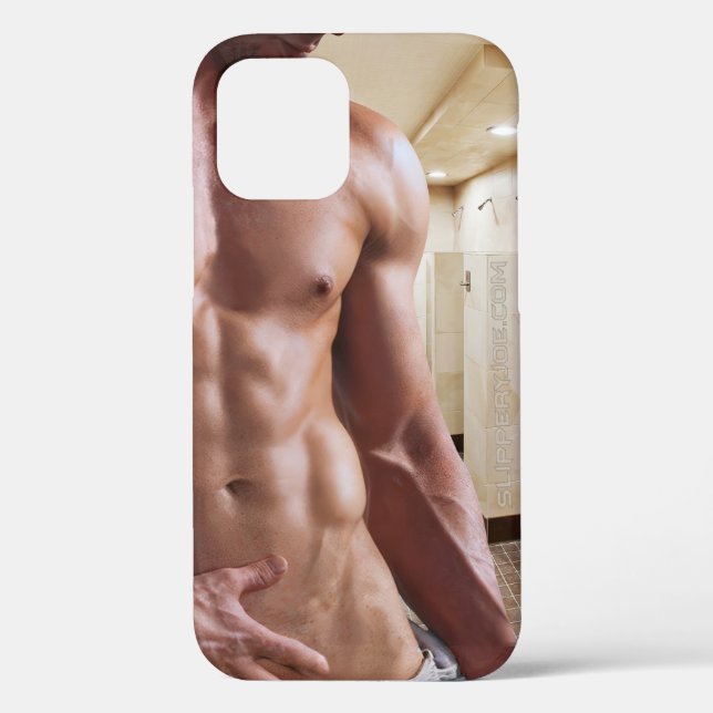 SlipperyJoe shirtless muscular man sixpack abs fit Case-Mate iPhone Case (Back)