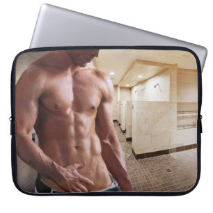 SlipperyJoe shirtless muscular man sixpack abs fit Laptop Sleeve
