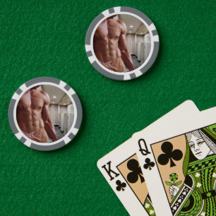 SlipperyJoe shirtless muscular man sixpack abs fit Poker Chips