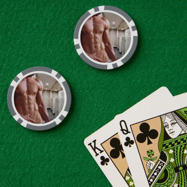 SlipperyJoe shirtless muscular man sixpack abs fit Poker Chips (Poker Table (Double))