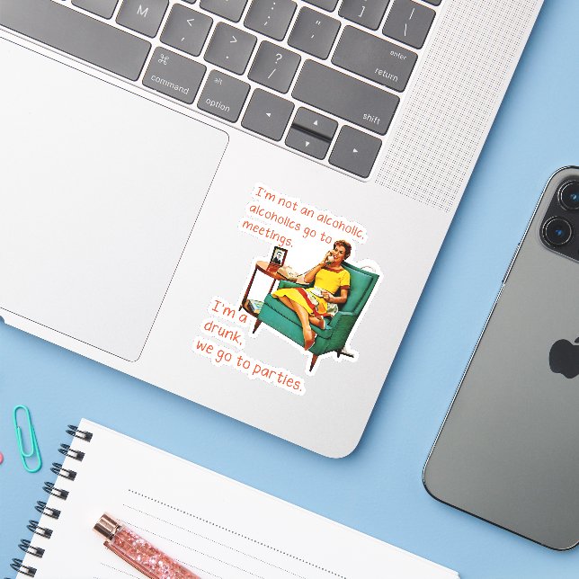 SlipperyJoe socialising drinking party vintage wom (Laptop w/ iPhone)