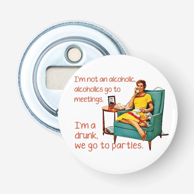 SlipperyJoe socialising drinking party vintage wom Bottle Opener (Front)