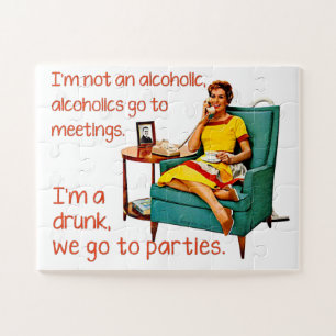 SlipperyJoe socialising drinking party vintage wom Jigsaw Puzzle