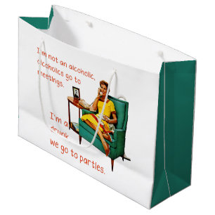 SlipperyJoe socialising drinking party vintage wom Large Gift Bag
