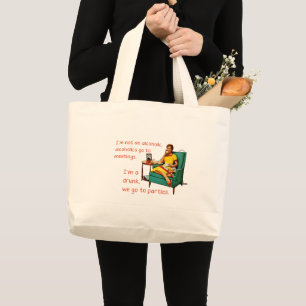 SlipperyJoe socialising drinking party vintage wom Large Tote Bag