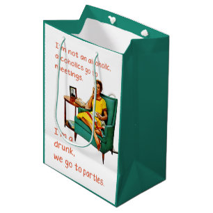 SlipperyJoe socialising drinking party vintage wom Medium Gift Bag