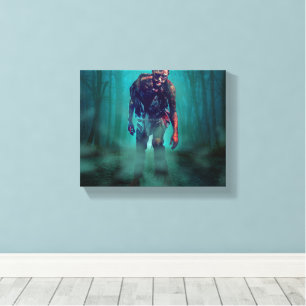 SlipperyJoe terrifying zombie figure isolated omin Canvas Print