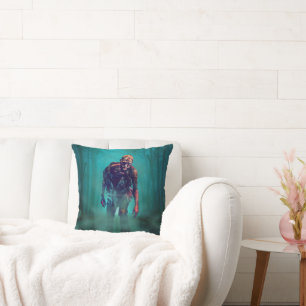 SlipperyJoe terrifying zombie figure isolated omin Cushion