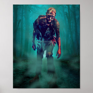 SlipperyJoe terrifying zombie figure isolated omin Poster