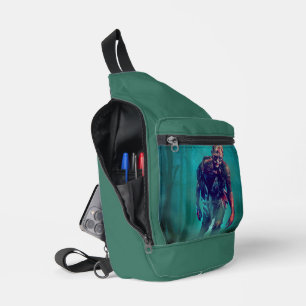 SlipperyJoe terrifying zombie figure isolated omin Sling Bag