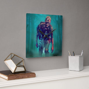 SlipperyJoe terrifying zombie figure isolated omin Square Wall Clock