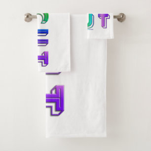 SlipperyJoe uncut vibrant lively neon rainbow ener Bath Towel Set