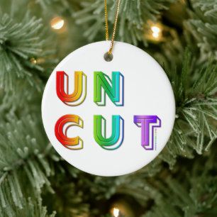 SlipperyJoe uncut vibrant lively neon rainbow ener Ceramic Tree Decoration