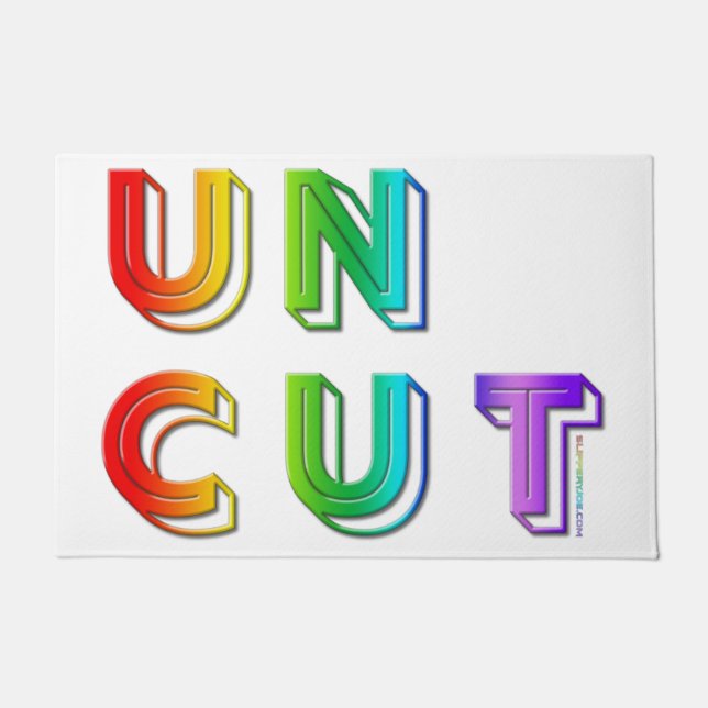 SlipperyJoe uncut vibrant lively neon rainbow ener Doormat (Front)