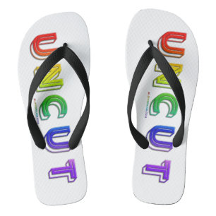 SlipperyJoe uncut vibrant lively neon rainbow ener Flip Flops