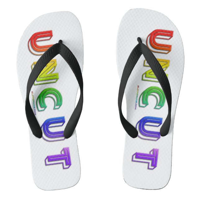 SlipperyJoe uncut vibrant lively neon rainbow ener Flip Flops (Footbed)