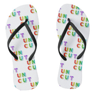 SlipperyJoe uncut vibrant lively neon rainbow ener Flip Flops
