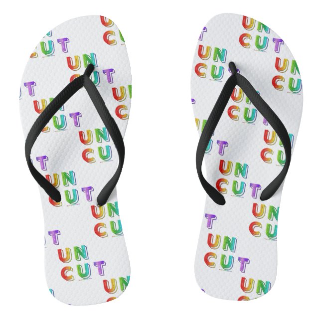 SlipperyJoe uncut vibrant lively neon rainbow ener Flip Flops (Footbed)