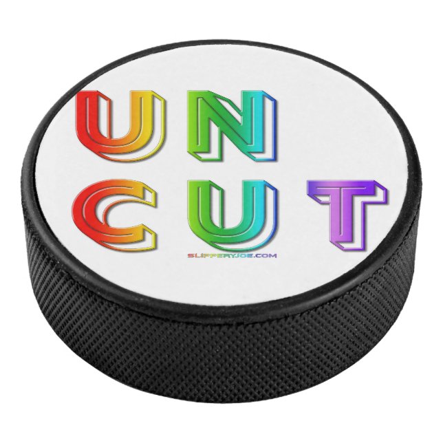 SlipperyJoe uncut vibrant lively neon rainbow ener Hockey Puck (3/4)