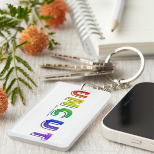 SlipperyJoe uncut vibrant lively neon rainbow ener Key Ring