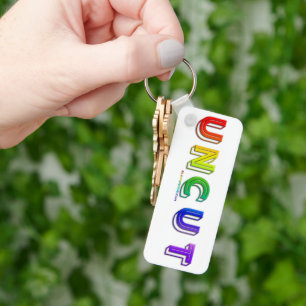 SlipperyJoe uncut vibrant lively neon rainbow ener Key Ring