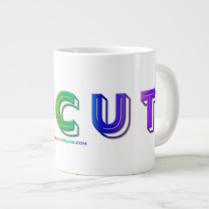 SlipperyJoe uncut vibrant lively neon rainbow ener Large Coffee Mug