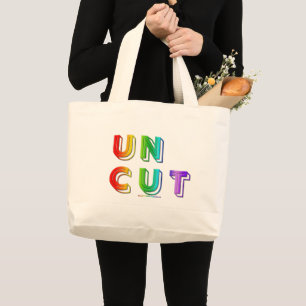 SlipperyJoe uncut vibrant lively neon rainbow ener Large Tote Bag