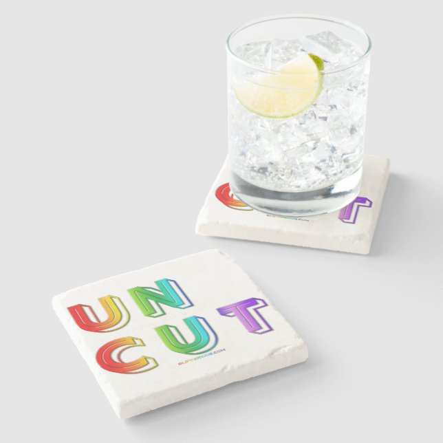 SlipperyJoe uncut vibrant lively neon rainbow ener Stone Coaster (Side)