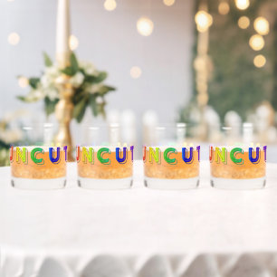 SlipperyJoe uncut vibrant lively neon rainbow ener Whiskey Glass