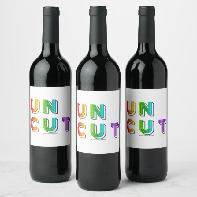 SlipperyJoe uncut vibrant lively neon rainbow ener Wine Label (Bottles)