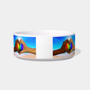 SlipperyJoe vivid rainbow gradient heart interraci Bowl