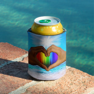 SlipperyJoe vivid rainbow gradient heart interraci Can Cooler